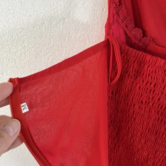 Womens Sleeveless Gothic Dress Corset Halter Lace Size Medium Red Halloween - Picture 8 of 13